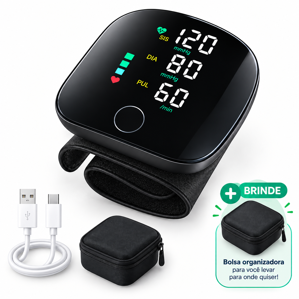 Arteriox com cabo USB, estojo e braçadeira de pulso